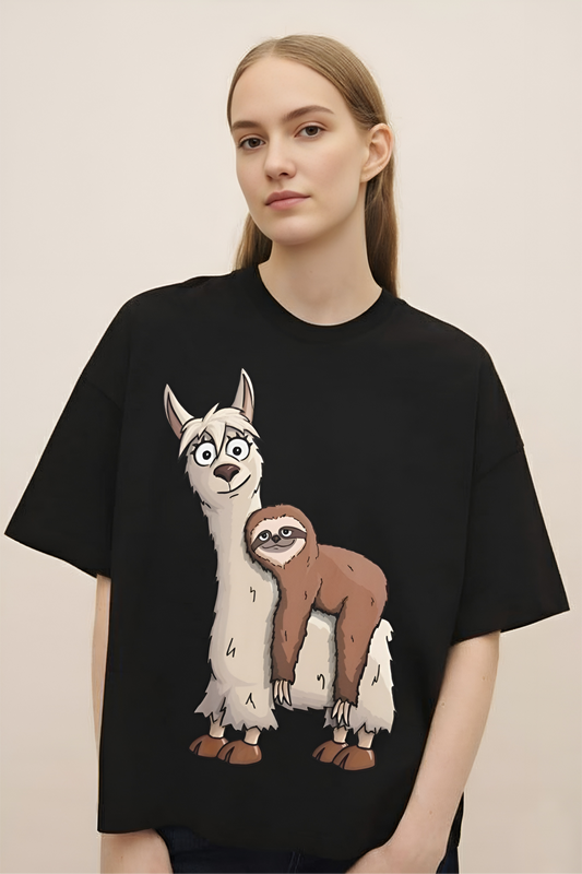 The "Llama & Sloth" Oversized T-Shirt